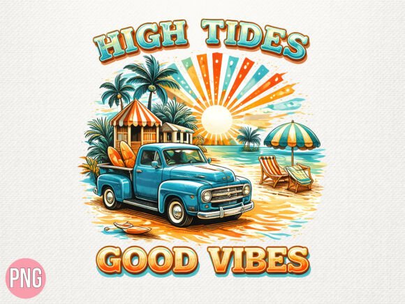Elevate Your Creative Projects with the Vintage Beach Truck High Tides PNG
