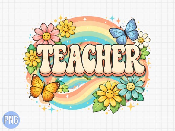 Evaluating the Retro Teacher Rainbow Butterfly PNG for Creative Projects