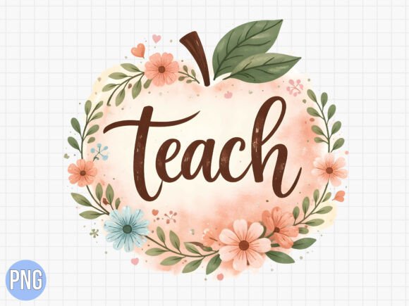 Evaluating the Teach Soft Watercolor Floral Apple PNG for Digital Design