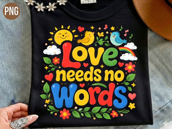 Expressing Support with the Love Needs No Words Autism T-shirt PNG