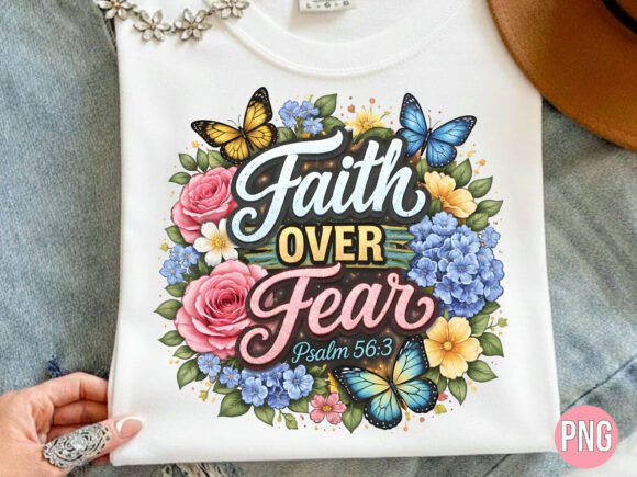 Faith over Fear Floral PNG T-shirt Design: Elevating Modern Print-on-Demand Creativity