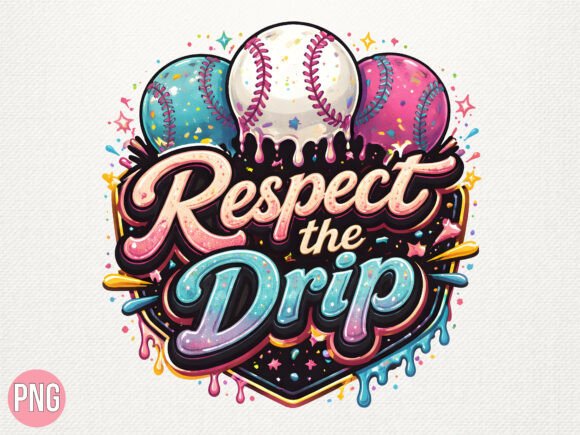 Pastel Baseball Respect Drip PNG for Creative Projects