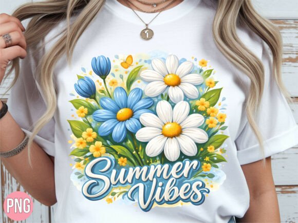 Summer Vibes Blue Daisy Bouquet PNG: A Digital Design Essential
