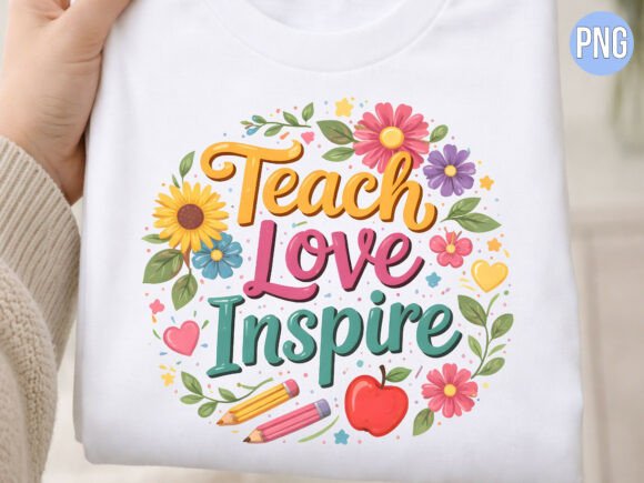 Teach Love Inspire Teacher Floral PNG